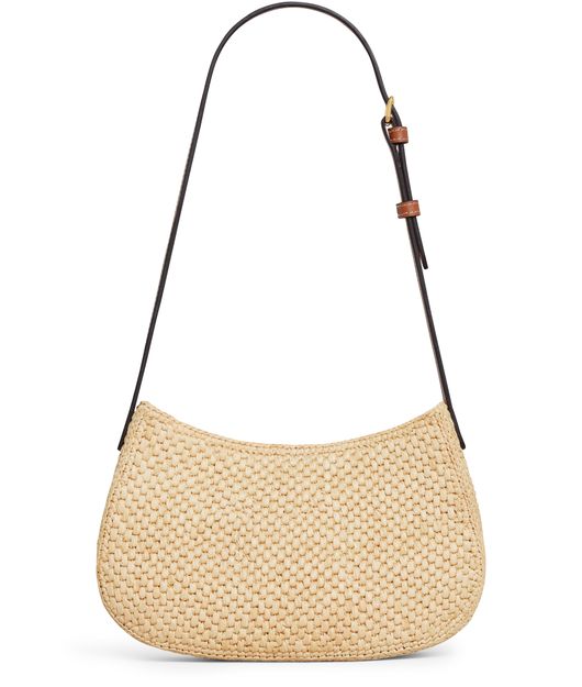 Celine Medium Tilly bag in raffia and calfskin in Natural/Tan — view 3