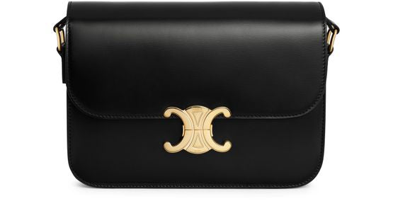 Celine Medium Triomphe bag in shiny calfskin in Black — view 1
