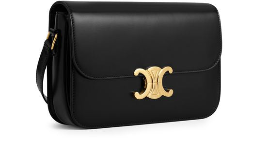 Celine Medium Triomphe bag in shiny calfskin in Black — view 2