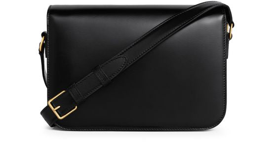 Celine Medium Triomphe bag in shiny calfskin in Black — view 3