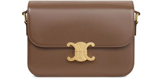 Celine Medium Triomphe bag in shiny calfskin in Glazed Brown — view 1
