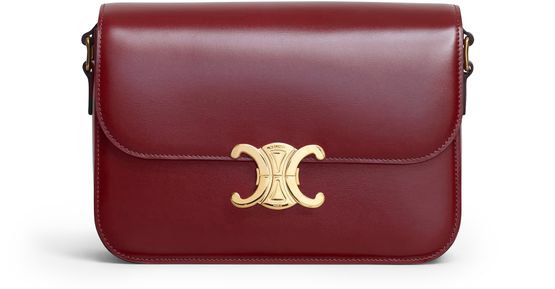 Celine Medium Triomphe bag in shiny calfskin in Light Burgundy — view 1