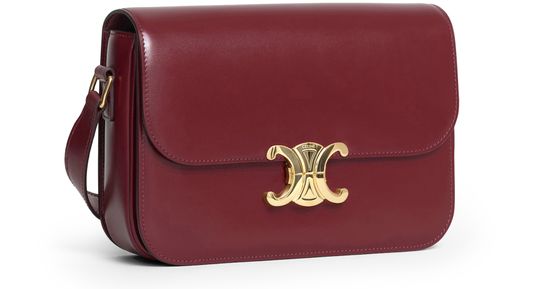 Celine Medium Triomphe bag in shiny calfskin in Light Burgundy — view 2