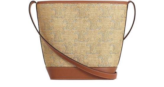 Celine Small bucket cuir Triomphe bag in natural/ silver — view 3