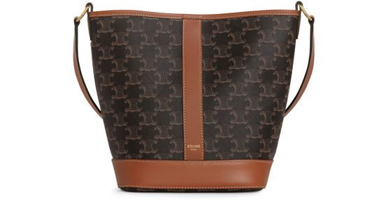 Celine Small bucket in Triomphe canvas and calfskin in Tan — view 1