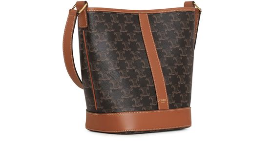 Celine Small bucket in Triomphe canvas and calfskin in Tan — view 2