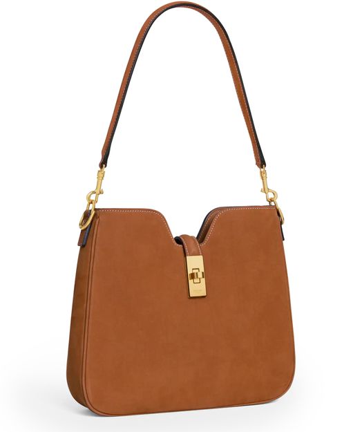 Celine Small Camille 16 soft bag in nubuck calfskin in camel — view 2