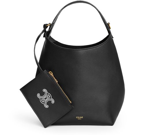 Celine Small hobo in supple smooth calfskin in Black — view 1