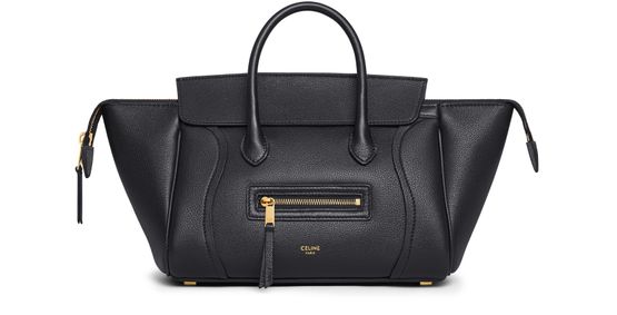 Celine Small New Luggage in grained calfskin in Black — view 1