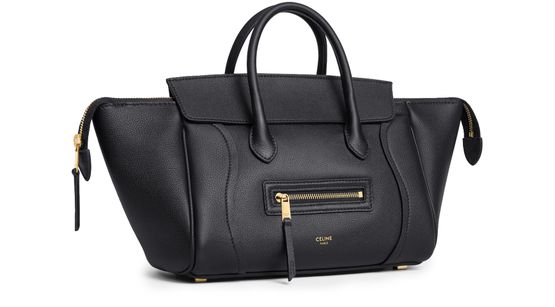 Celine Small New Luggage in grained calfskin in Black — view 2