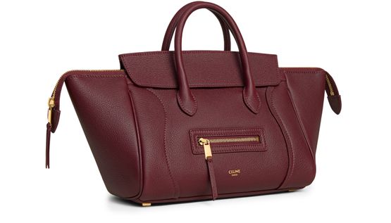 Celine Small New Luggage in grained calfskin in Syrah — view 2