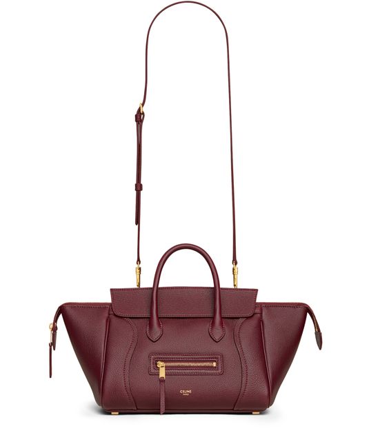 Celine Small New Luggage in grained calfskin in Syrah — view 4