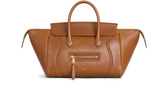 Celine Small new luggage in supple shiny lambskin in Soft Tan — view 1