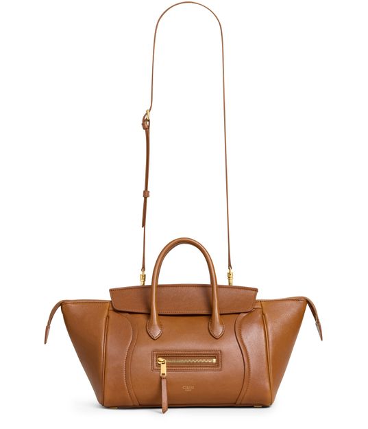 Celine Small new luggage in supple shiny lambskin in Soft Tan — view 4