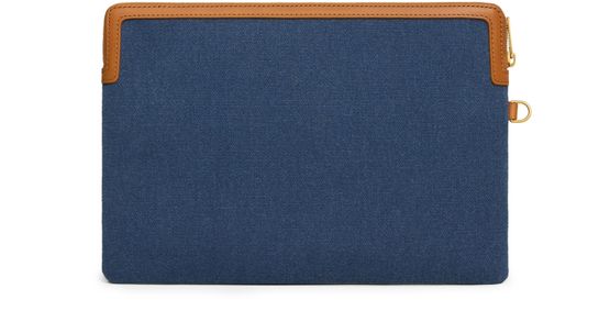 Celine Small pouch with strap cuir Triomphe in textile with embroidery in Dark Navy / Ultra Red — view 3