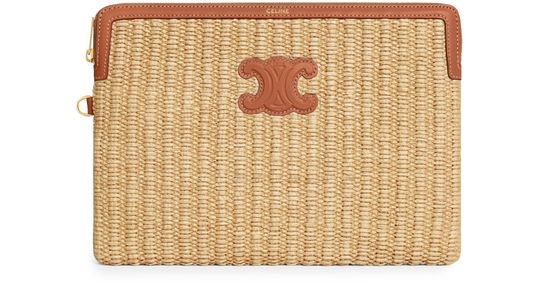 Celine Small pouch with strap in Tan — view 1