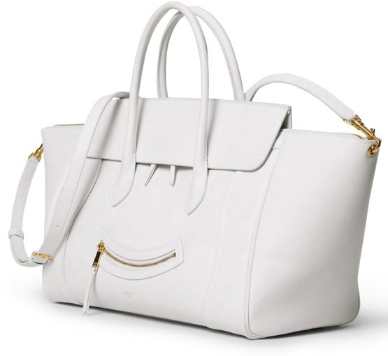 Celine Smile luggage in glossy calfskin in White — view 2
