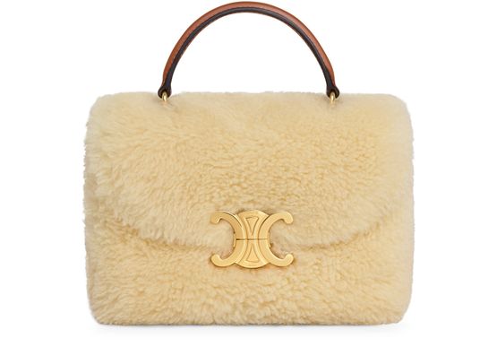 Celine teen Nino bag in shearling and calfskin in Natural/Tan — view 1