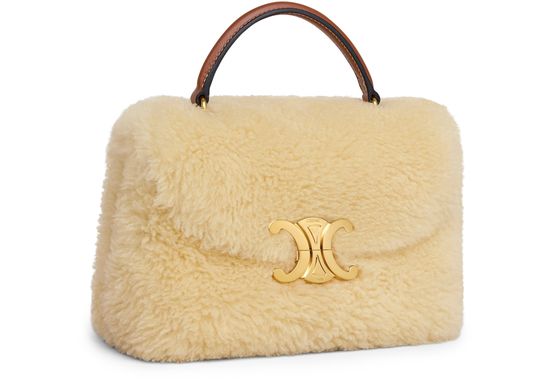 Celine teen Nino bag in shearling and calfskin in Natural/Tan — view 2