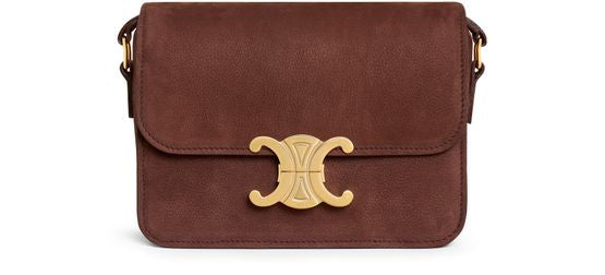 Celine teen Triomphe bag in grained nubuck calfskin in Chestnut — view 1