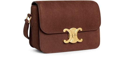 Celine teen Triomphe bag in grained nubuck calfskin in Chestnut — view 2