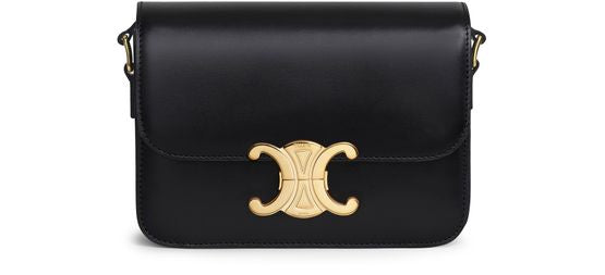 Celine teen Triomphe bag in shiny calfskin in Black — view 1