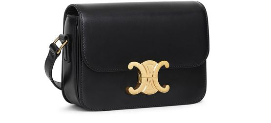 Celine teen Triomphe bag in shiny calfskin in Black — view 2