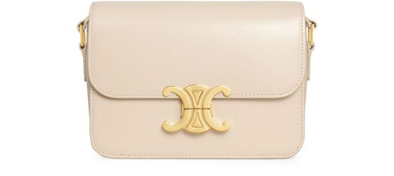 Celine teen Triomphe bag in shiny calfskin in Cream — view 1