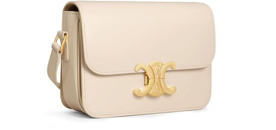 Celine teen Triomphe bag in shiny calfskin in Cream — view 2