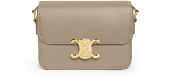 Celine teen Triomphe bag in shiny calfskin in Modern Taupe — view 1