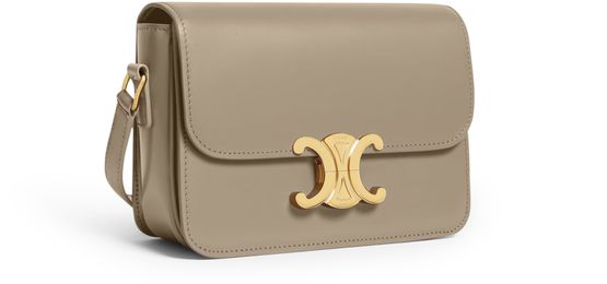 Celine teen Triomphe bag in shiny calfskin in Modern Taupe — view 2