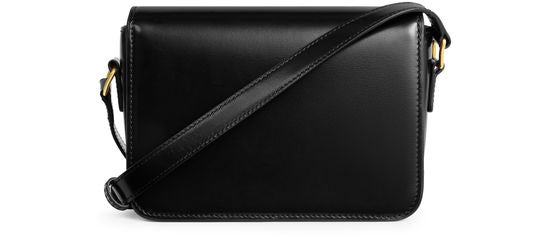 Celine Teen Triomphe bag in shiny calfskin with enamel closure in Black / Ultra Blue — view 3