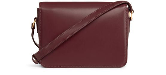 Celine Teen Triomphe bag in shiny calfskin with enamel closure in Syrah / White Cotton — view 3