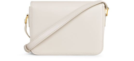 Celine Teen Triomphe bag in shiny calfskin with enamel closure in White Cotton / Black — view 3