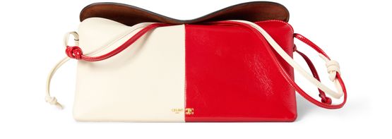 Celine Trio east west in lambskin and glossy lambskin in Creamy White / Chili Red — view 1