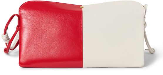 Celine Trio east west in lambskin and glossy lambskin in Creamy White / Chili Red — view 3