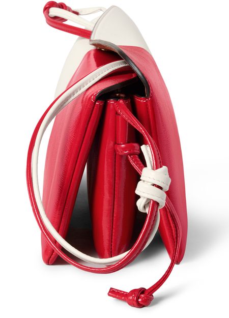 Celine Trio east west in lambskin and glossy lambskin in Creamy White / Chili Red — view 4