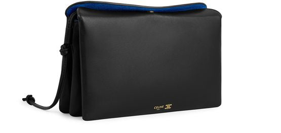Celine Trio flap in smooth lambskin in Black — view 2