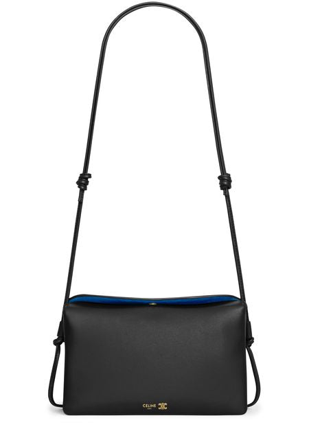 Celine Trio flap in smooth lambskin in Black — view 4