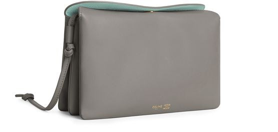 Celine Trio flap in smooth lambskin in Light Graphite — view 2