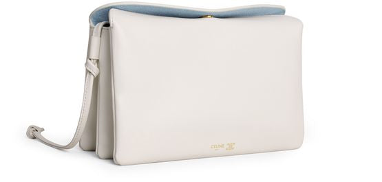 Celine Trio flap in smooth lambskin in Rice — view 2