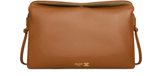 Celine Trio flap in smooth lambskin in Soft Tan — view 1