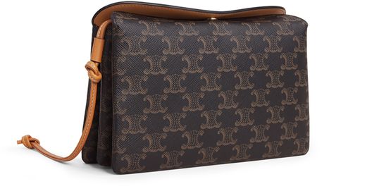 Celine Trio flap in Triomphe canvas and lambskin in Miel — view 2