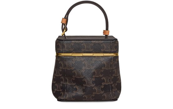 Celine Triomphe canvas and natural calfskin Cube in Miel — view 3