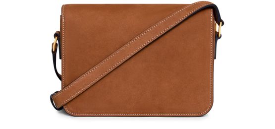 Celine Triomphe teen bag in nubuck calfskin in camel — view 3