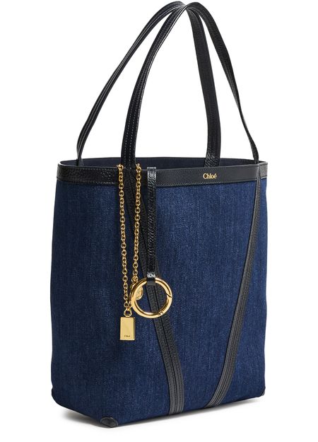 Chloé Spin medium denim tote bag in Submarine Blue — view 2