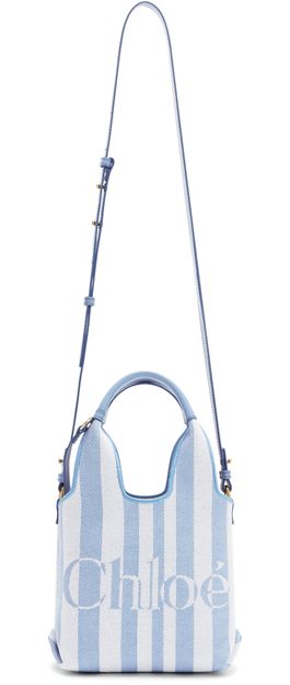Chloé Stripy Mini Tote Bag in Surfing Blue — view 4