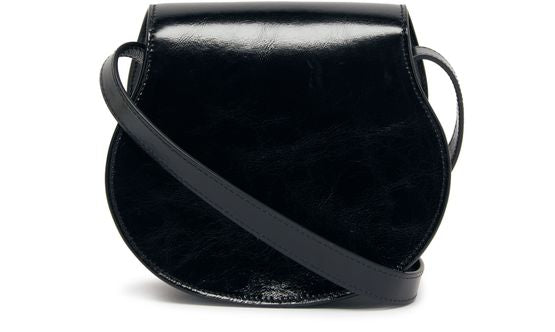 Chloé Marcie small glossy leather shoulder bag in Black — view 2