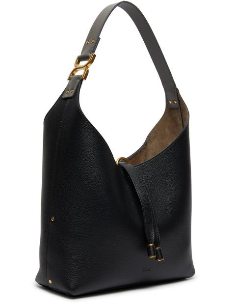 Chloé Marcie small grained leather hobo bag in Black — view 2