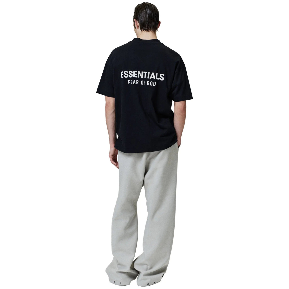 Essentials SS25 Classic Tee Jet Black — model back view